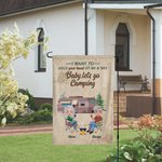 Henkilökohtainen Haluan pitää kädestäsi kiinni 80-vuotiaana ja sanoa Baby Let's Go Camping Garden Flag lahja pariskunnalle