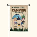 Henkilökohtainen aviomies ja vaimo Camping Partners for Life Garden Flag lahja Camping pariskunnille