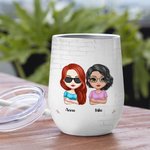 Personalised We're Not Sugar & Spice Sisterhood Declaration Wine Tumbler with Straw Funny Birthday Gift for Sisters
