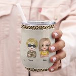Personalized We're Not Sugar & Spice And Everything Nice Leopard Cool Bestie Wine Tumbler with Straw Funny Gift For Sisters