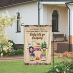 Bandera de jardín personalizada I Want to Hold Your Hand at 80 and Say Baby Let's Go Camping Regalo de San Valentín