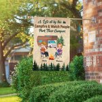 Bandera de jardín personalizada Let's Sit by the Campfire and Watch People Park Their Campers Regalo para parejas de camping