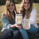 Personalized We're Not Sugar & Spice And Everything Nice Leopard Cool Bestie Wine Tumbler with Straw Funny Gift For Sisters