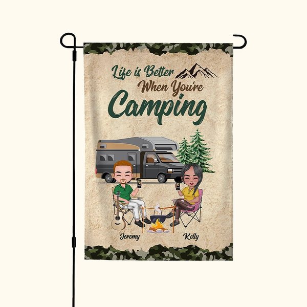 Bandiera da giardino personalizzata La vita è migliore quando sei in campeggio Regalo per una coppia di campeggiatori