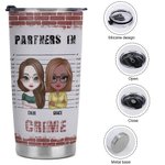 Henkilökohtainen Brick Tausta Partners In Crime 20oz ruostumattomasta teräksestä Tumbler joululahja syntymäpäivälahja ystävälle