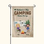 Personifierad man och hustru Campingpartners för livet Trädgårdsflagga Present för par