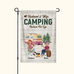Henkilökohtainen aviomies ja vaimo Camping Partners for Life Garden Flag vuosipäivä Memorial lahja pari