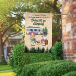 Bandera de jardín personalizada I Want to Hold Your Hand at 80 and Say Baby Let's Go Camping Regalo conmemorativo para parejas de camping