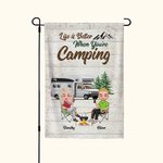 Henkilökohtainen Elämä on parempaa kun olet Camping Garden Flag Ystävänpäivä vuosipäivä lahja pariskunnalle