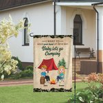 Henkilökohtainen Haluan pitää kädestäsi kiinni 80-vuotiaana ja sanoa Baby Let's Go Camping Garden Flag Lahja pariskunnille