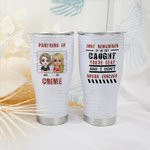 Gepersonaliseerde Partners In Crime Food Grade Roestvrij Staal Gebogen Tumbler met Rietje 30oz Vriendschapscadeaus voor Beste Vrienden Zussen
