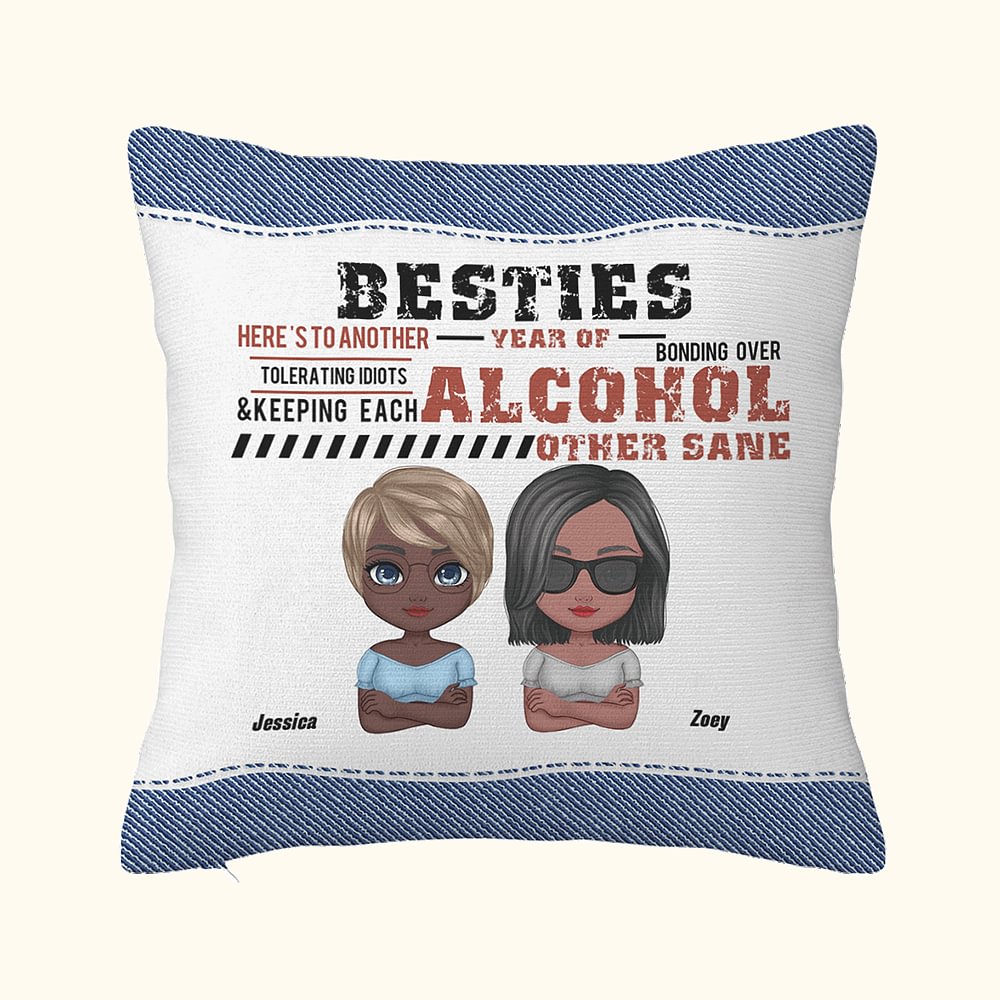 Housse de coussin personnalisée Besties Tolerating Each Other Cushion Birthday Christmas Gift for Besties Sister Home Decoration