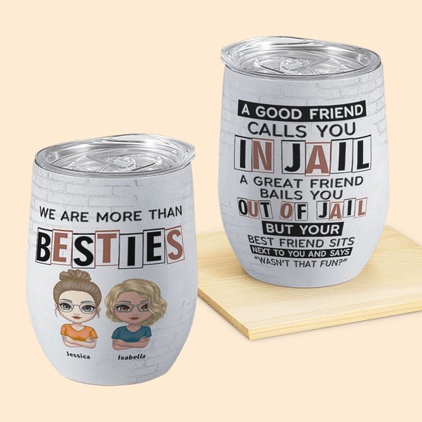 Gepersonaliseerde We Are More Than Best Friend Best Friend Quote wijn Tumbler met rietje Grappig cadeau voor zussen Geschikt voor warme en koude vloei