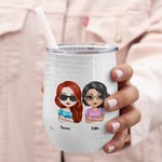 Personalised We're Not Sugar & Spice Sisterhood Declaration Wine Tumbler with Straw Funny Birthday Gift for Sisters