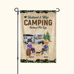 Henkilökohtainen aviomies ja vaimo Camping Partners for Life Garden Flag vuosipäivä muistolahja pariskunnalle