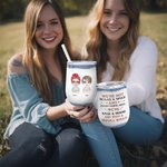 Personalized We're Not Sugar & Spice We're Sage & Hood Wine Tumbler with Straw Birthday Gift Christmas Gift