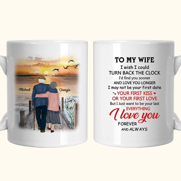 Personalizzato I Wish I Could Turn Back The Clock Tazza in ceramica con manico a C Regalo di anniversario Regalo di compleanno per la coppia