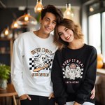 Personalisierte Trick oder Treat Kürbis Skelett Geist Spooky und lustige Halloween Sweatshirt Halloween Geschenk für Familie oder Freund