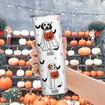 Personalisierte Geist Hund Pfote Fledermaus Stern Muster Skinny Vakuum isoliert 20oz Becher mit Strohhalm Halloween Geschenk für Hundeliebhaber