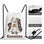 Personalisierte Halloween Kürbis und Geist Kuh Drawstring Umhängetasche Trick oder behandeln Tasche Halloween Geschenk für Kinder Familie Freunde