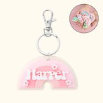 Gepersonaliseerde Retro Rainbow 3D acryl sleutelhanger naam Tag voor kinderen rugzak bagage tas terug naar school Gift