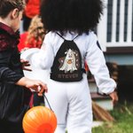 Personalisierte Halloween Kürbis und Geist Kuh Drawstring Umhängetasche Trick oder behandeln Tasche Halloween Geschenk für Kinder Familie Freunde