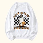 Personalisierte Trick oder Treat Kürbis Skelett Geist Spooky und lustige Halloween Sweatshirt Halloween Geschenk für Familie oder Freund