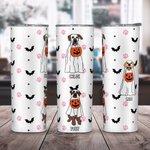 Personalisierte Geist Hund Pfote Fledermaus Stern Muster Skinny Vakuum isoliert 20oz Becher mit Strohhalm Halloween Geschenk für Hundeliebhaber