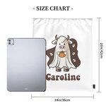 Personalisierte Halloween Kürbis und Geist Kuh Drawstring Umhängetasche Trick oder behandeln Tasche Halloween Geschenk für Kinder Familie Freunde