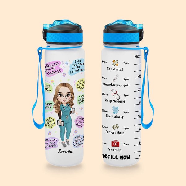 Personalisierte Krankenschwester tägliche Affirmationen 32oz Wasser Tracker Flasche Krankenschwester Graduierung Geschenk Rn Danke Geschenk Krankensch
