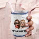 Gepersonaliseerde We're Trouble When We Are Together Cool Bestie met Jeans Achtergrond 12oz Wine Tumbler Bruidsfeestje Verjaardagscadeau