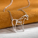 Gepersonaliseerd paard silhouet ketting met naam Animal Memorial ketting paard sieraden verjaardagscadeau voor paardenliefhebbers