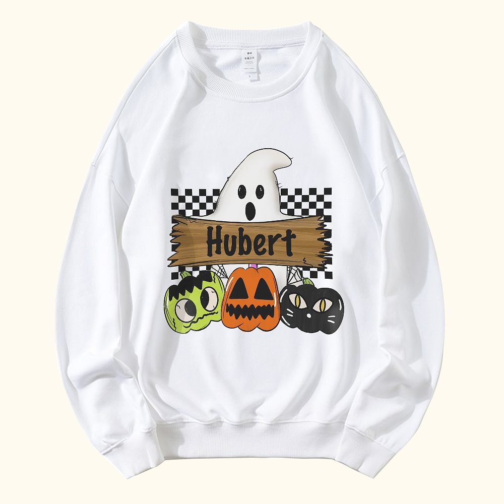 Sweatshirt Adulte Personnalisé avc Texte et Motif Fantôme Citrouilles Cadeau Halloween Fête pour Femme Homme