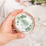 Specchio per il trucco pieghevole in stile eucalipto personalizzato per la damigella d'onore o l'addio al celibato