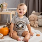 Personalized Retro Halloween Hippie Ghost Pumpkin Flower Butterfly Skeleton Baby Onesies Halloween Gift for Baby or New Mother