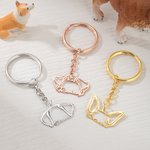 Portachiavi personalizzato in acciaio inossidabile con orecchie da cane e orecchie da gatto, con nome dell'animale domestico, regalo di compleanno in 