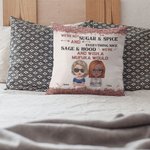 Personalized We're Not Sugar and Spice Everything Nice Throw Pillow Cover Cushion Birthday Christmas Gift for Besties Bedroom Decor