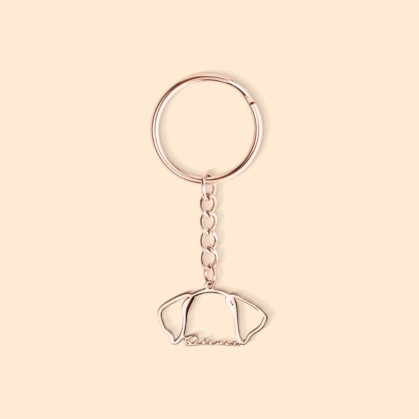 Portachiavi personalizzato in acciaio inossidabile con orecchie da cane e orecchie da gatto, con nome dell'animale domestico, regalo di compleanno in 