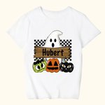 Personalized Funny Halloween Ghost Pumpkin Kid's T-Shirt Spooky Season Party Gift for Children
