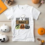Personalized Funny Halloween Ghost Pumpkin Kid's T-Shirt Spooky Season Party Gift for Children