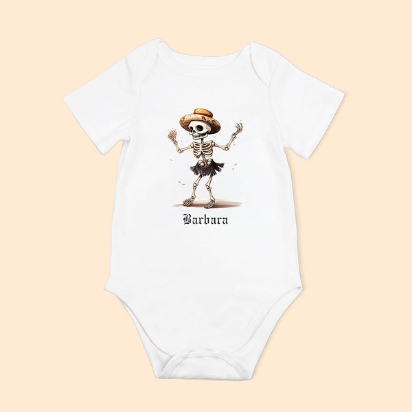 Personalizado Bailando Divertido Esqueleto Bebé Onesie Manga Corta Ropa de Bebé Halloween Baby Shower Regalo para Bebé