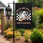 Personalisierte Süßes oder Saures Halloween Gartenfahne mit Geist Kürbis Skelett lustiges Design für Hof Garten im Freien Dekoration