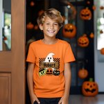 Personalized Funny Halloween Ghost Pumpkin Kid's T-Shirt Spooky Season Party Gift for Children