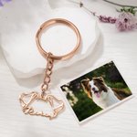 Portachiavi personalizzato in acciaio inossidabile con orecchie da cane e orecchie da gatto, con nome dell'animale domestico, regalo di compleanno in 