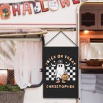 Personalisierte Süßes oder Saures Halloween Gartenfahne mit Geist Kürbis Skelett lustiges Design für Hof Garten im Freien Dekoration