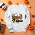 Gepersonaliseerd Schattig Spook Kat Pompoen Crewneck Sweatshirt Halloween Party Spooky Seizoen Geschenk voor Familie Vriend