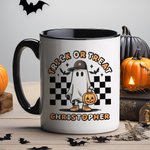 Mug 330ml Personnalisé avec Textes Style Fantôme Citrouille Crâne Thème Chasse aux Bonbons Cadeau Anniversaire Halloween pour Famille Amis