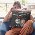 Personalized We're Not Sugar and Spice Everything Nice Throw Pillow Cover Cushion Birthday Gift for Besties Friends Bedroom Decor