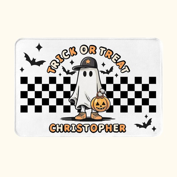 Personalisierte Happy Halloween Creep It Real Fußmatte Geist Spooky Skelett Kürbis Fußmatte Hausdekoration Halloween Geschenk für Familie Freunde