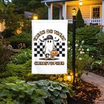 Personalisierte Süßes oder Saures Halloween Gartenfahne mit Geist Kürbis Skelett lustiges Design für Hof Garten im Freien Dekoration